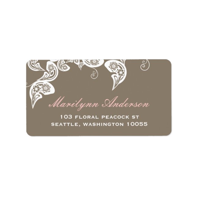 Floral Peacock Boho Chic Wedding Address Labels (Front)