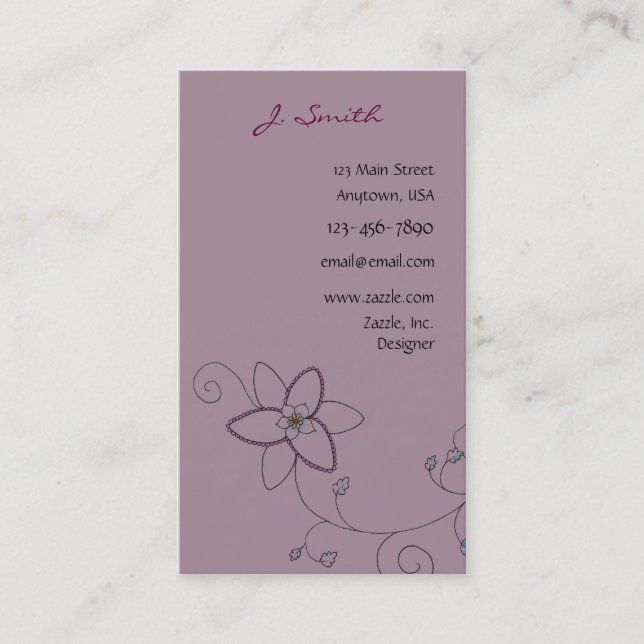 Floral Peacock Business Cards (Front)