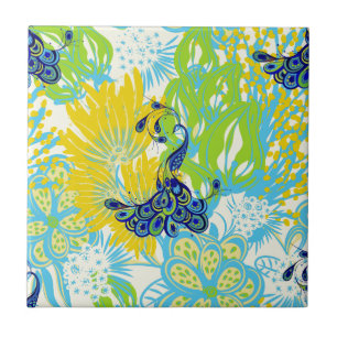floral peacock ceramic tile