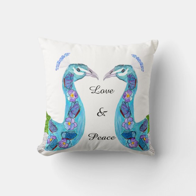 Floral Peacock  Cushion (Front)