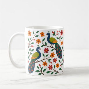 Floral Peacock Harmony Coffee Mug