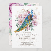 Floral Peacock Quinceañera Mis Quince Birthday