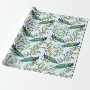 Floral Peacock Wrapping Paper