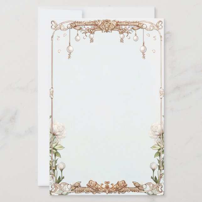 Floral Pearls Prosecco Notes or Party Game Card (Front)