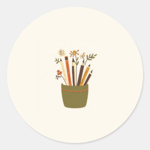 Floral Pencil Pot  Sticker