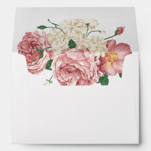 Floral Peonies and Roses return address Envelope