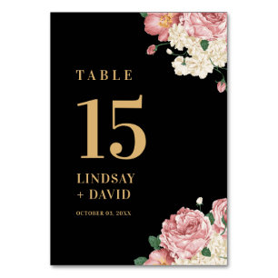 Floral Peonies and Roses Table Number
