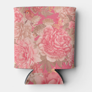 Floral peonies, butterflies: colourful seamless pa can cooler