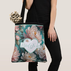 Floral Peonies multi Print Bride to be Tote Bag