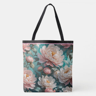 Floral Peonies multi Print Tote Bag