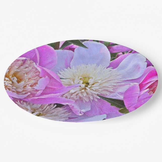 FLORAL/PEONIES PAPER PLATES (Angled)