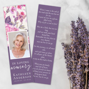 Floral Peony Butterfly Funeral Bookmark Template