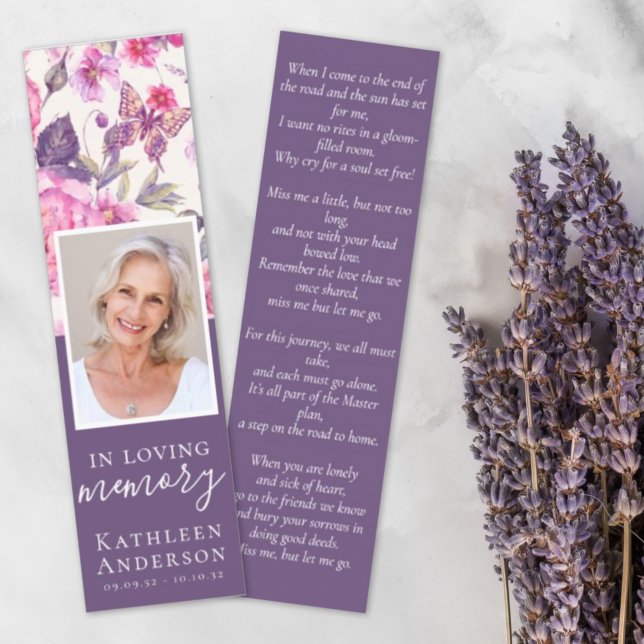 Floral Peony Butterfly Funeral Bookmark Template (Creator Uploaded)
