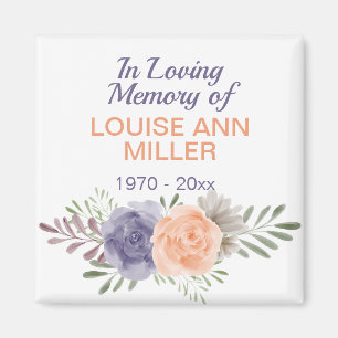 Floral Peony Memorial In Loving Memory Of   Magnet
