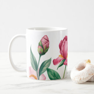 Floral Peony & Rose Garden Art Coffee Mug