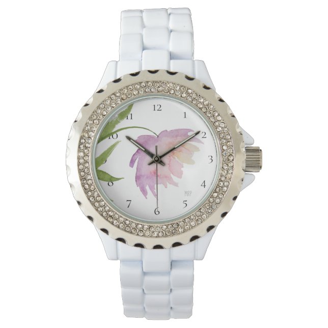 *~* Floral Peony Watercolor Pink Lavender Popular Watch (Front)