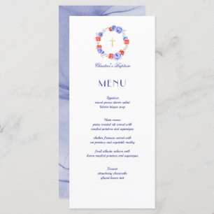 Floral Peony Wreath Baptism Christening Menu