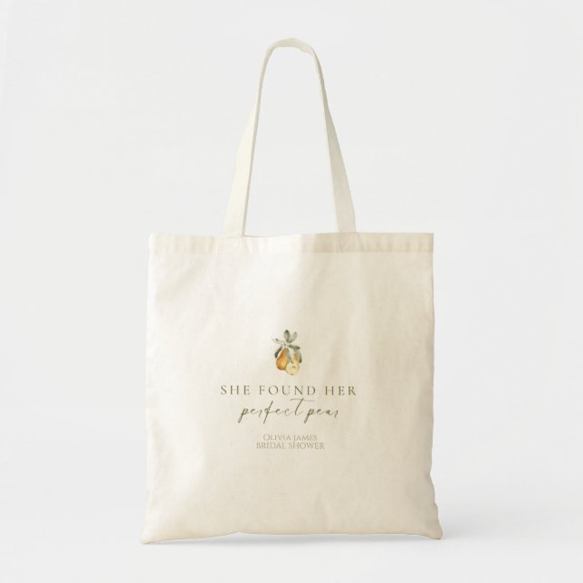 Floral perfect pear bridal shower tote bag (Front)