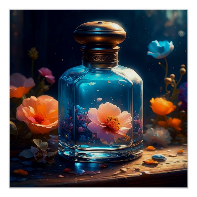 Floral Perfume Bottle Poster (Front)