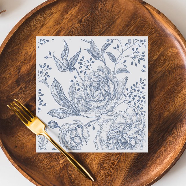 Floral Periwinkle Elegant Blue Wedding Napkin (Creator Uploaded)