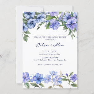 Floral Periwinkle   Elegant Rehearsal Dinner Invitation