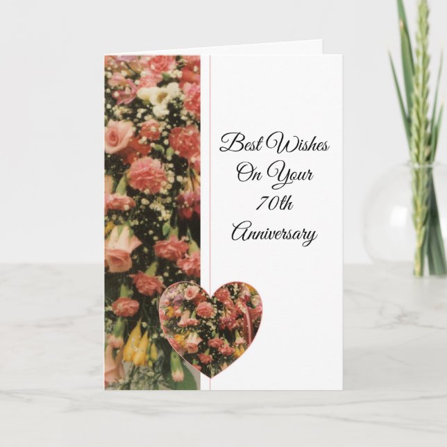 Floral Personalised 70th Wedding Anniversary Card (Front)