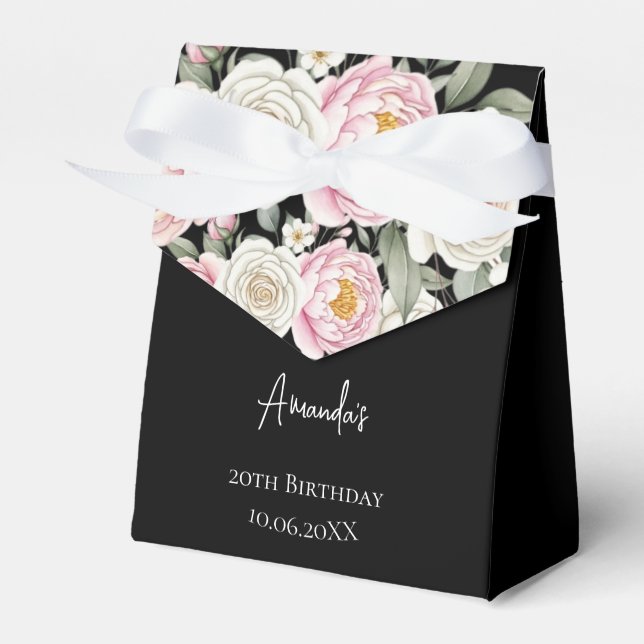 Floral Personalised Birthday Favour Box (Front Side)