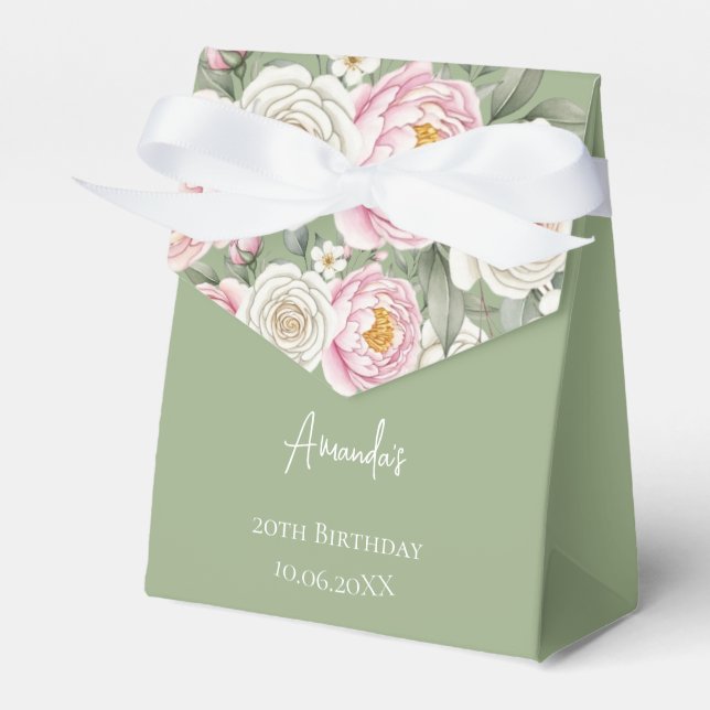 Floral Personalised Birthday Favour Box (Front Side)