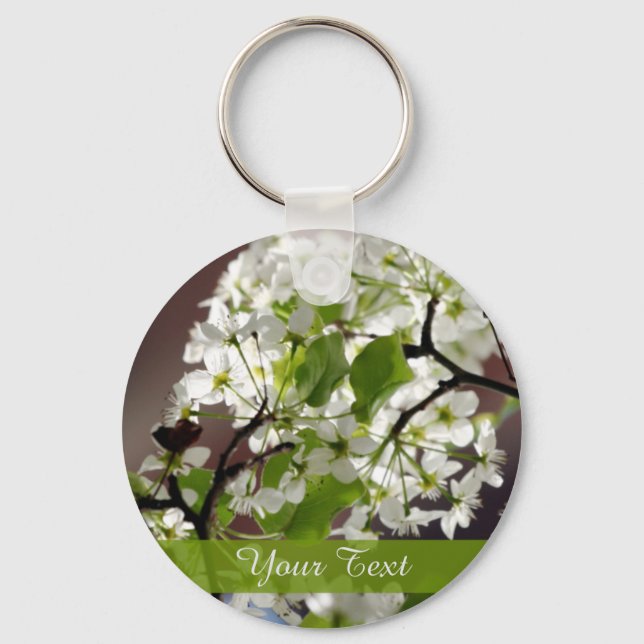 Floral Personalised Blossom Photo Key Ring (Front)