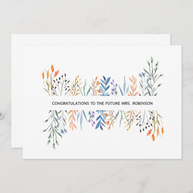 Floral Personalised Bridal Shower Card (Front/Back)