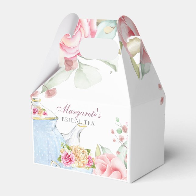 Floral Personalised Bridal Tea Favour Box (Front Side)
