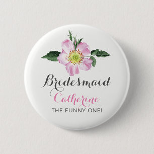 Floral Personalised BridesMaid button