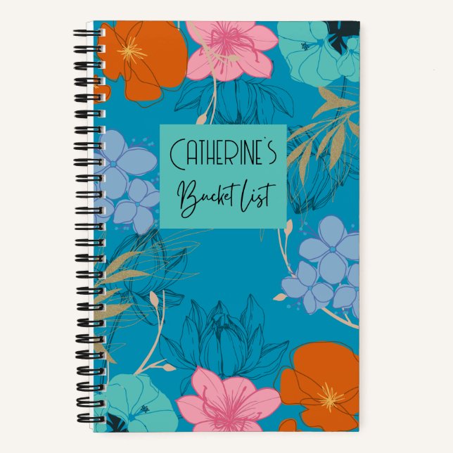 Floral Personalised Bucket List Notebook (Front)