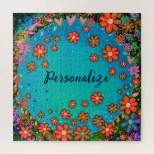 Floral Personalised Floral Jigsaw Puzzle