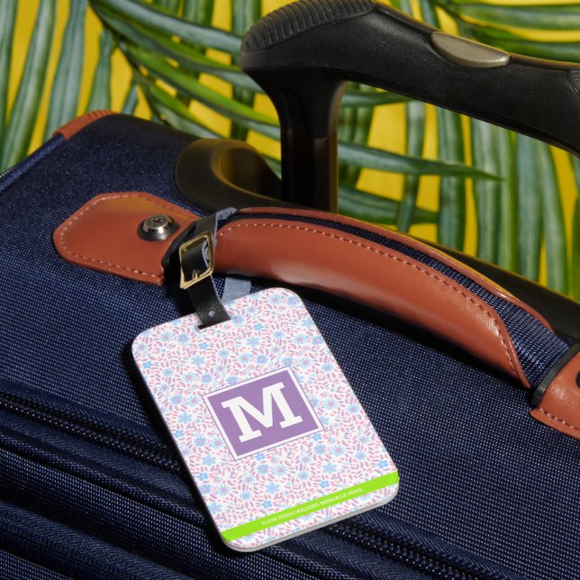 Floral Personalised Monogram  Luggage Tag (Front Insitu 1)