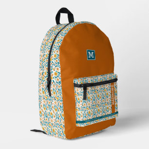 Floral Personalised Monogram & Name Printed Backpack
