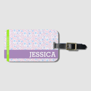 Floral Personalised Name  Luggage Tag