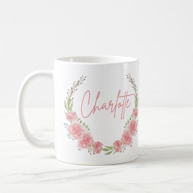 Floral Personalised Name Mug (Left)