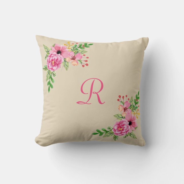 Floral Personalised Pillow (Front)