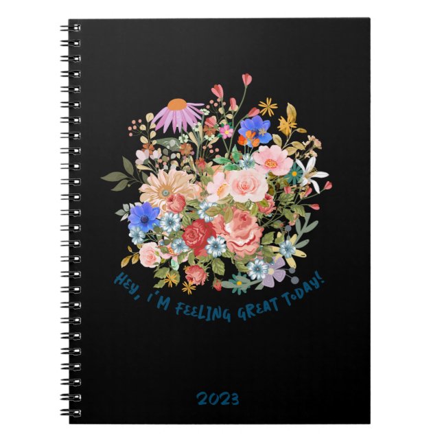 Floral & Personalised Slogan Graphic  Notebook (Front)