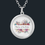 Floral Personalised Trendy Wedding Bridal Party  Silver Plated Necklace<br><div class="desc">Personalise these beautiful boho floral wedding bridal party and Mother's of the Bride and Groom necklaces.  The text can be edited to what ever you want.</div>
