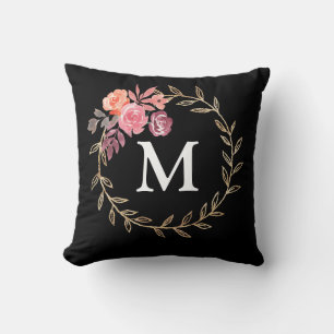 Floral Personalized Monogram Cushion