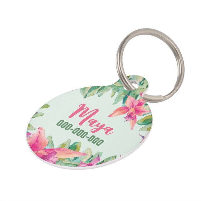 Floral pet plate tag (Side)