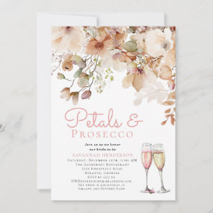 Floral Petals and Bubbly Prosecco Bridal Shower Invitation
