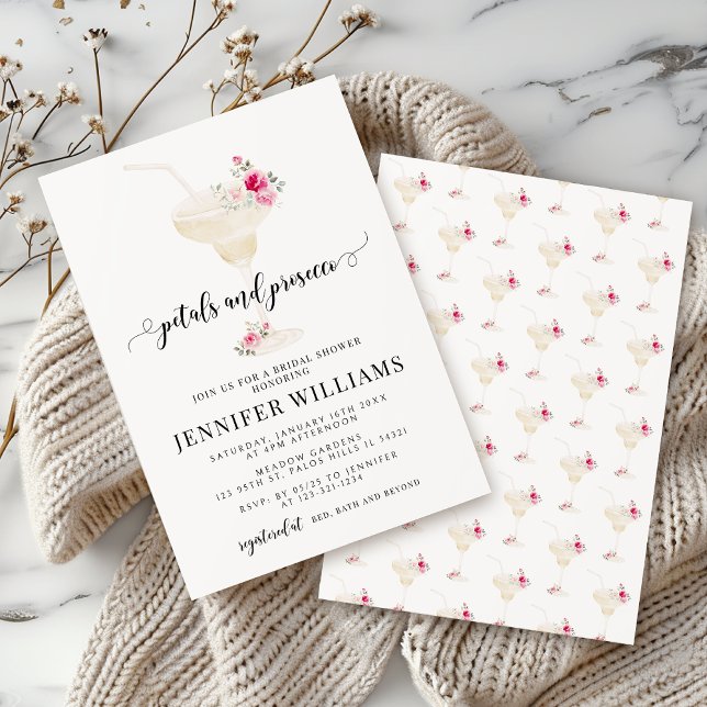 Floral Petals and Prosecco Bridal Shower Invitation (Creator Uploaded)