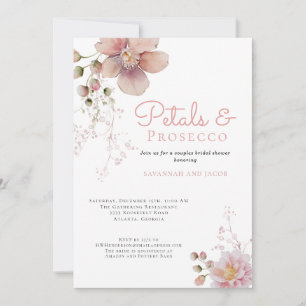 Floral Petals and Prosecco Couples Bridal Shower  Invitation