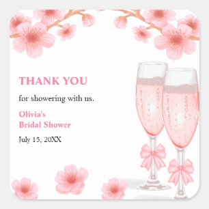 Floral Petals & Prosecco Bridal Shower Thank You Square Sticker