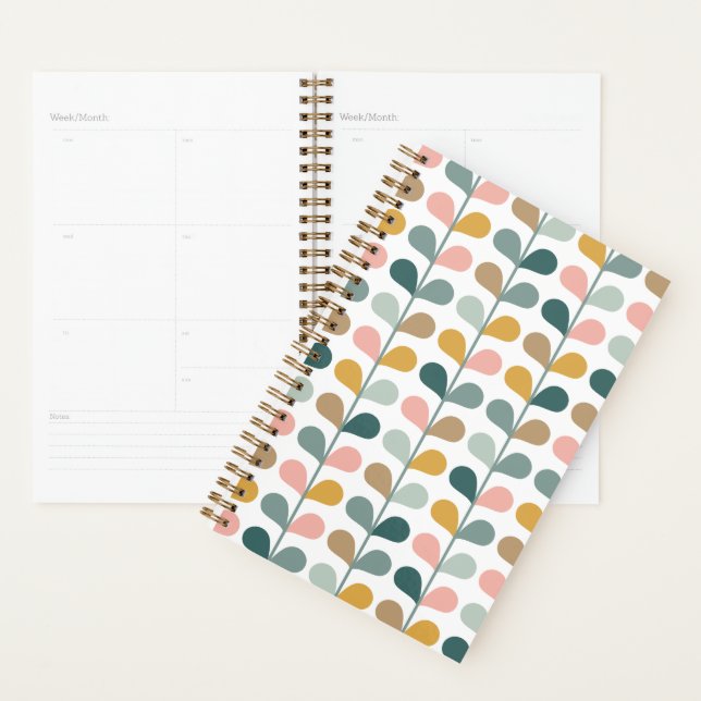 Floral Petals Vine Pattern Blue Pink & Yellow Planner (Display)