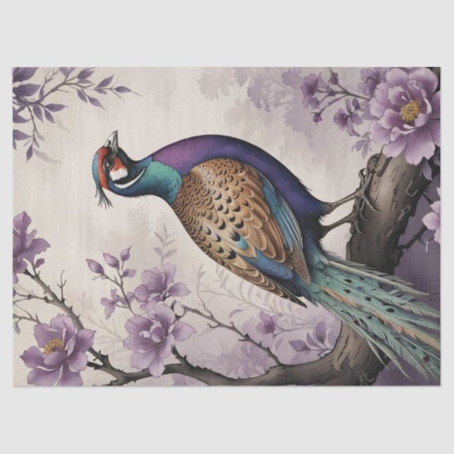 Floral Pheasant  Tissue Paper (Front)