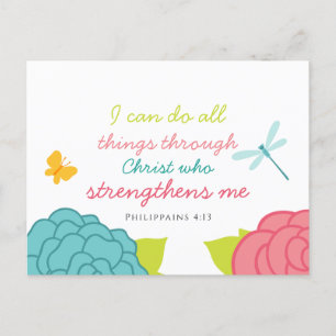 Floral Philippians 4:13 Postcard